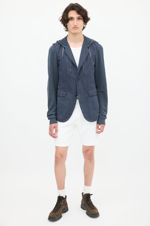 McQ Navy Hooded Layered Jacket