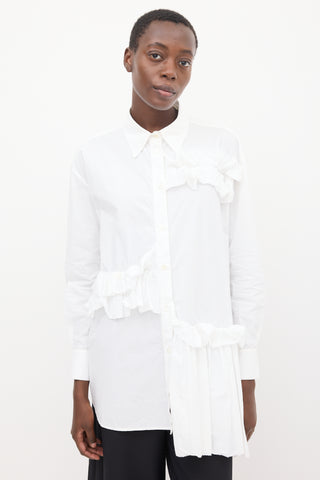 McQ White Asymmetric Ruffle Shirt