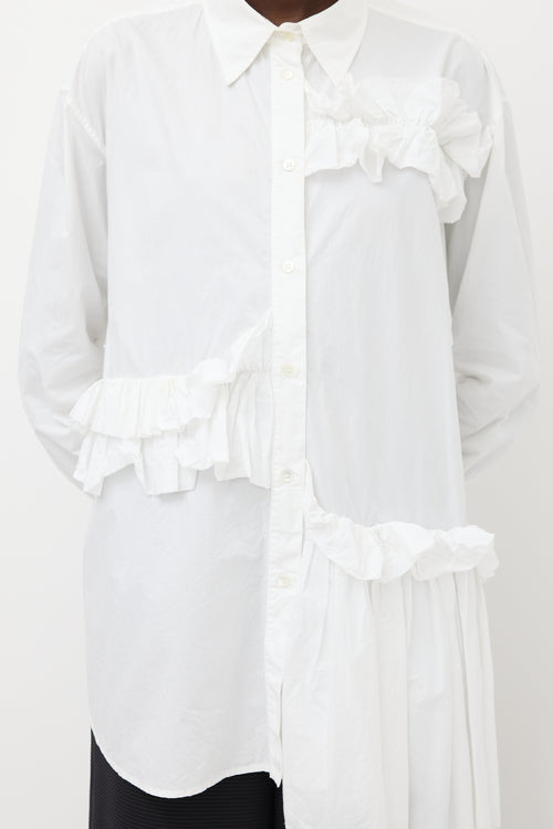 McQ White Asymmetric Ruffle Shirt