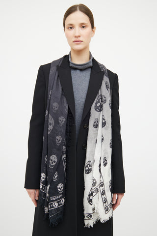 Alexander McQueen White 
Black Obre Scarf