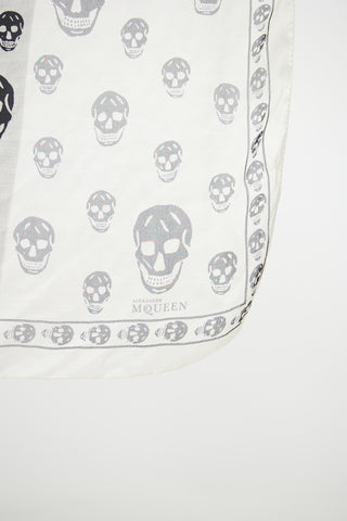 Alexander McQueen Cream 
Black Skull Silk Scarf