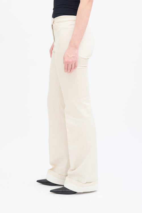 Alexander McQueen Cream Double Cuffed Trouser