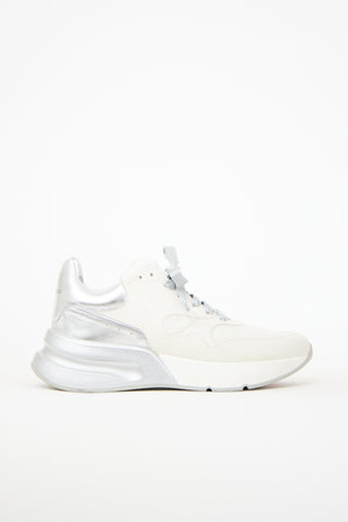 Alexander McQueen White 
Silver Leather Sneaker