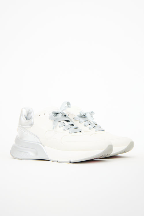 Alexander McQueen White 
Silver Leather Sneaker