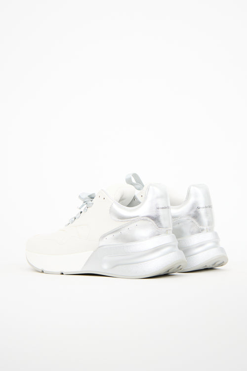 Alexander McQueen White 
Silver Leather Sneaker