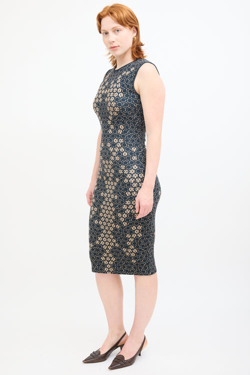 Alexander McQueen SS 2013 Navy 
Cream Honeycomb Dress