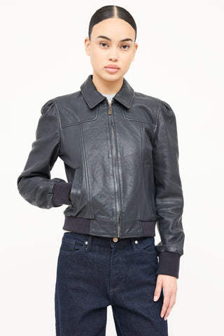 Me+Em Leather Zip Up Pleated Jacket