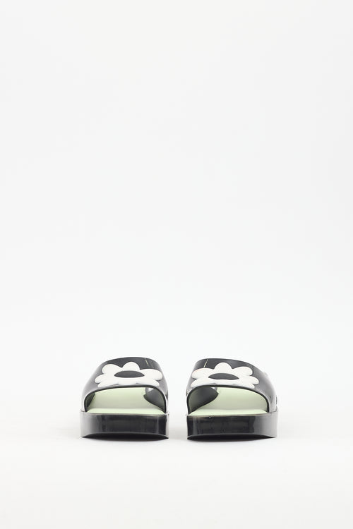 Melissa X Lazy Oaf Black Floral Rubber Sandal