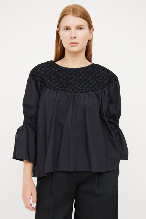 Merlette Black Cotton Embroidered Top