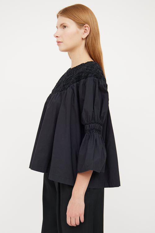 Merlette Black Cotton Embroidered Top