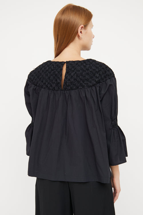 Merlette Black Cotton Embroidered Top