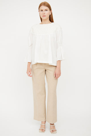 Merlette White Cotton Embroidered Top