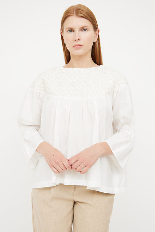 Merlette White Cotton Embroidered Top