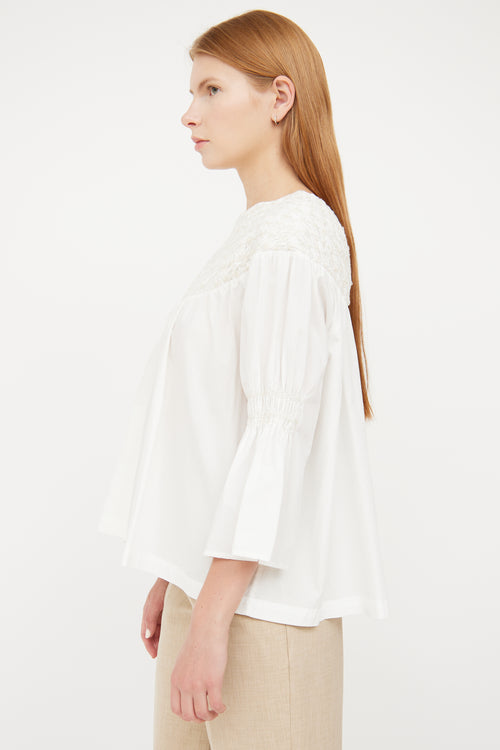 Merlette White Cotton Embroidered Top