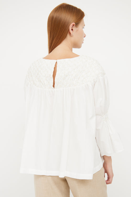 Merlette White Cotton Embroidered Top