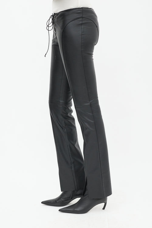 Miaou Black Faux Leather Element Lace Up Trouser