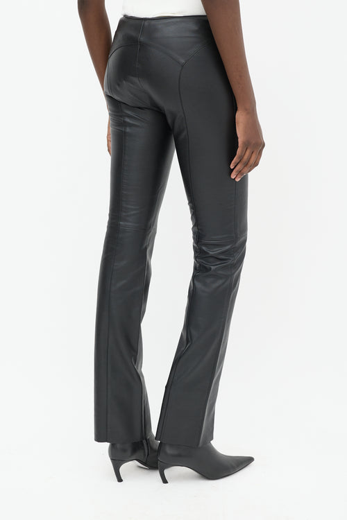 Miaou Black Faux Leather Element Lace Up Trouser