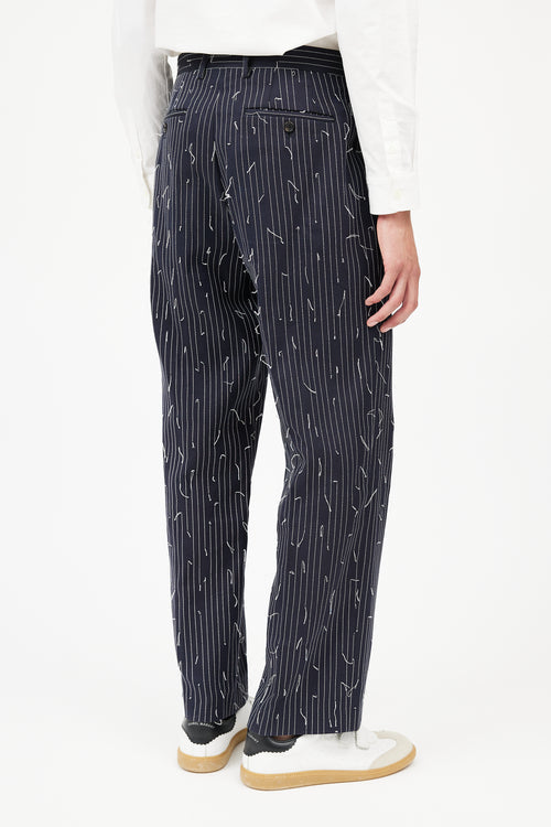 Michael Kors Navy 
White Stitch Pinstripe Trouser