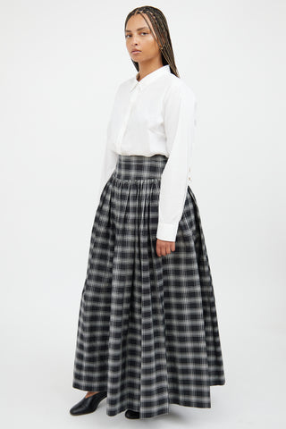 Michael Kors Black 
White Plaid Ruffle Skirt