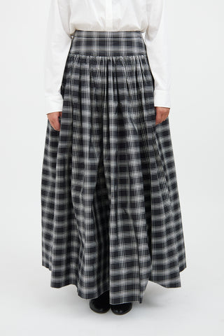 Michael Kors Black 
White Plaid Ruffle Skirt