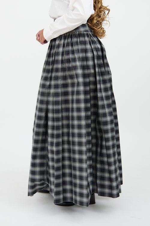 Michael Kors Black 
White Plaid Ruffle Skirt