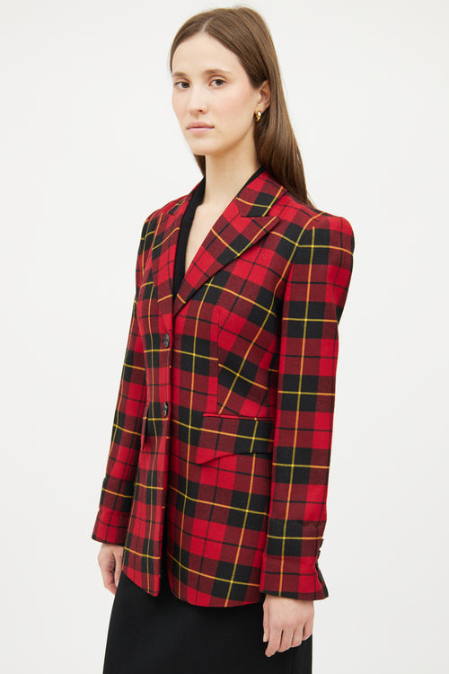 Michael Kors Red Plaid Long Sleeve Blazer