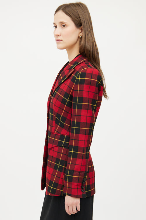 Michael Kors Red Plaid Long Sleeve Blazer