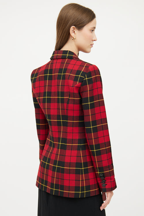 Michael Kors Red Plaid Long Sleeve Blazer