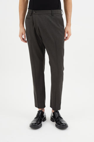 Mihara Yasuhiro Grey Wool Criss Cross Trouser