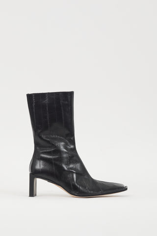 Miista Black Leather Anitha Textured Boot