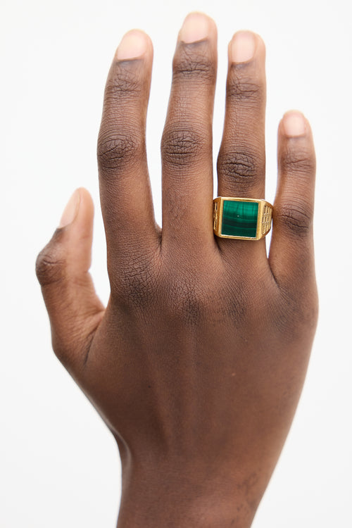 Missoma Gold Vermeil 
Green Stone Square Signet Ring