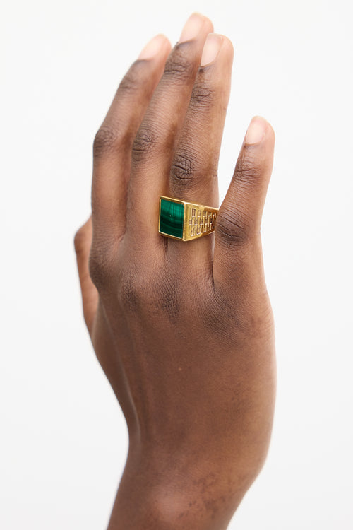 Missoma Gold Vermeil 
Green Stone Square Signet Ring