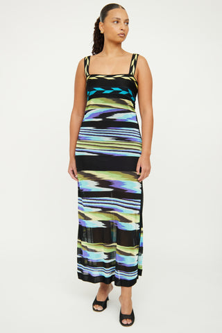 Missoni Black Blue Multi Sleeveless Dress