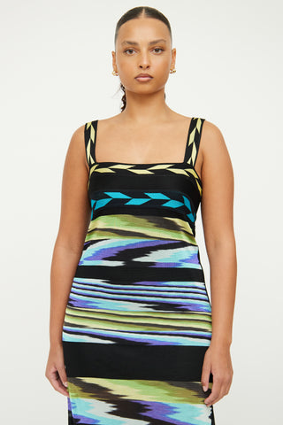 Missoni Black Blue Multi Sleeveless Dress