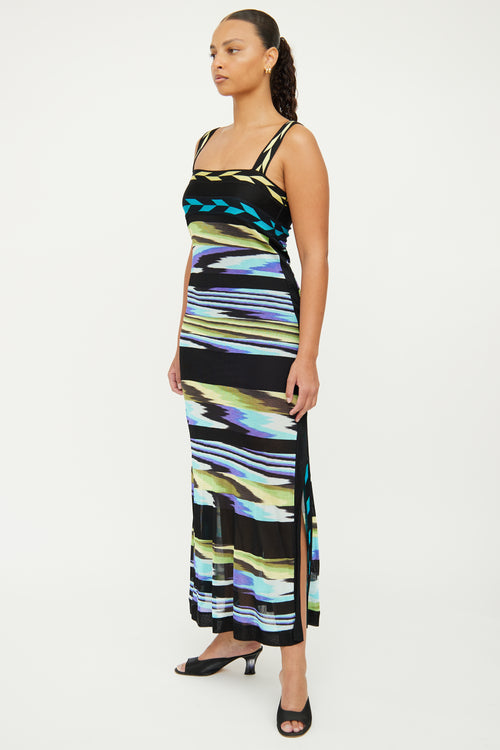 Missoni Black Blue Multi Sleeveless Dress