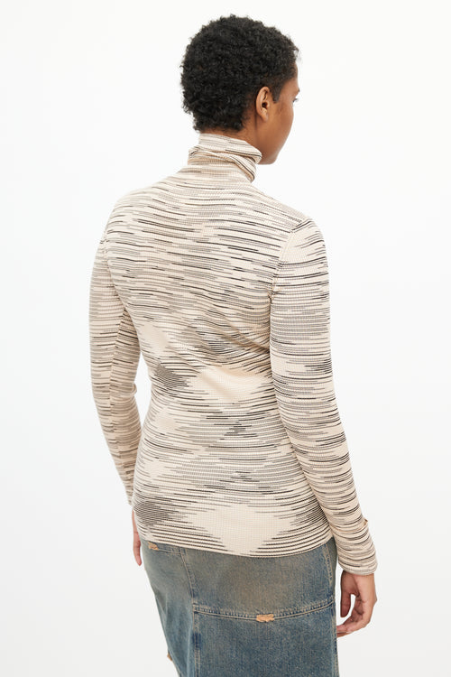 Missoni Beige 
Black Stripe Turtleneck Top