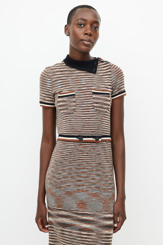 Missoni Beige 
Multicolour Knit Stripe Belted Dress