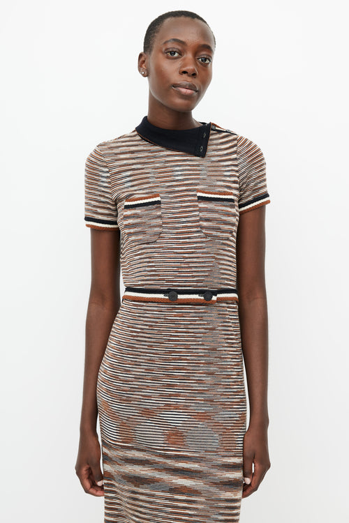 Missoni Beige 
Multicolour Knit Stripe Belted Dress