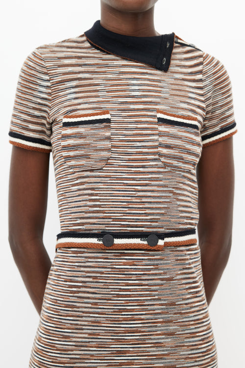 Missoni Beige 
Multicolour Knit Stripe Belted Dress