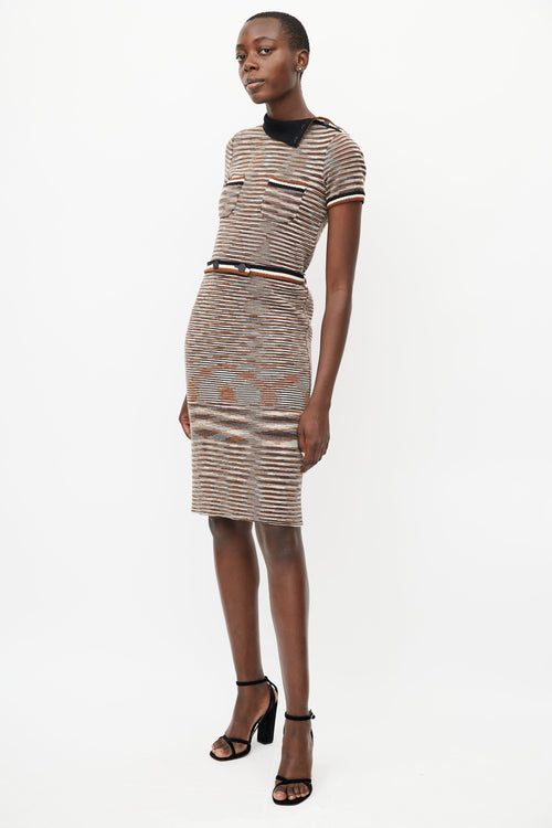 Missoni Beige 
Multicolour Knit Stripe Belted Dress