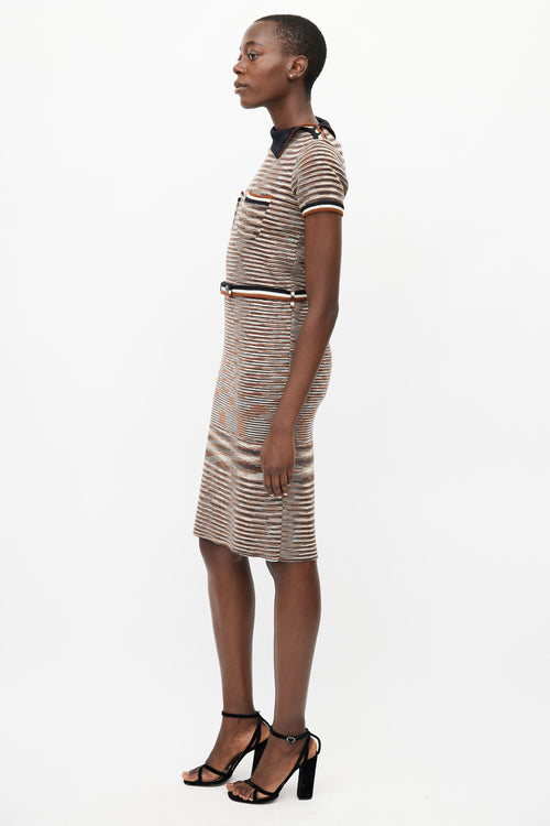 Missoni Beige 
Multicolour Knit Stripe Belted Dress