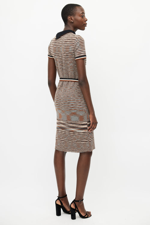 Missoni Beige 
Multicolour Knit Stripe Belted Dress