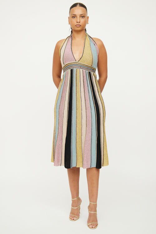 M Missoni Beige Multi Knit Halter Dress