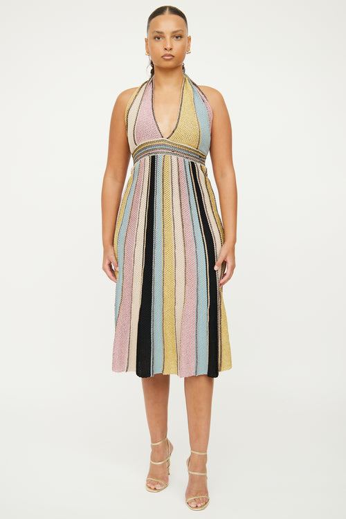 M Missoni Beige Multi Knit Halter Dress