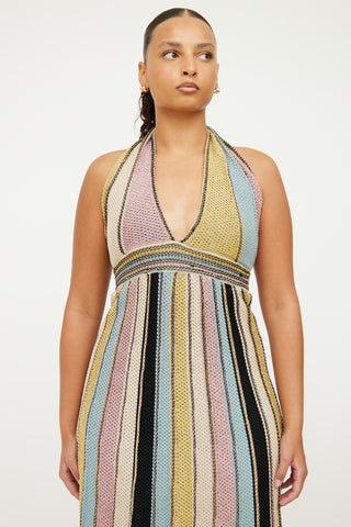 M Missoni Beige Multi Knit Halter Dress