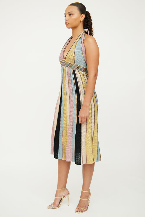 M Missoni Beige Multi Knit Halter Dress