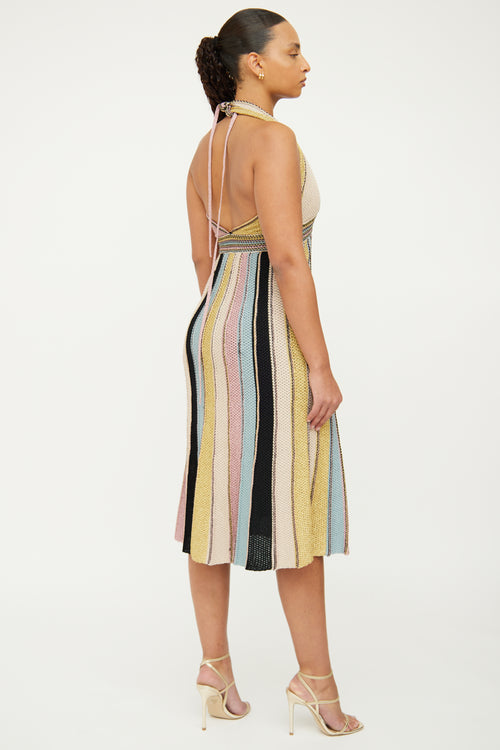 M Missoni Beige Multi Knit Halter Dress