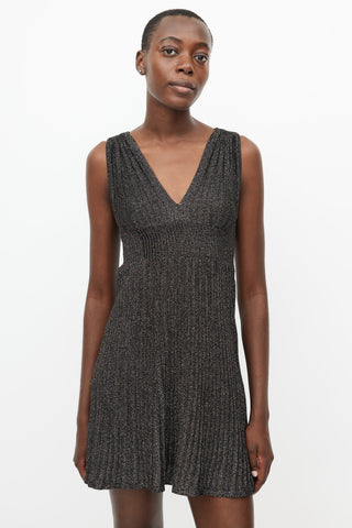 Missoni Black 
Gold Metallic Knit Mini Dress