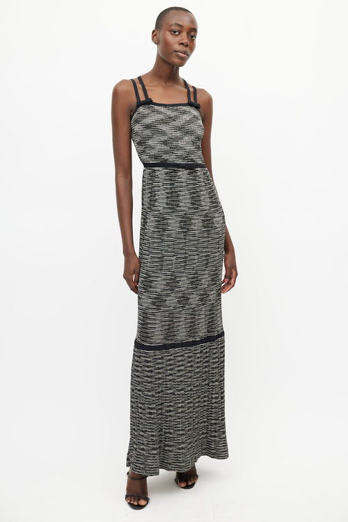 Missoni Black 
Grey Metallic Pleated Dress