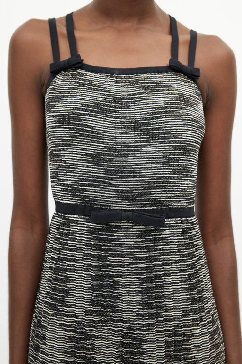 Missoni Black 
Grey Metallic Pleated Dress